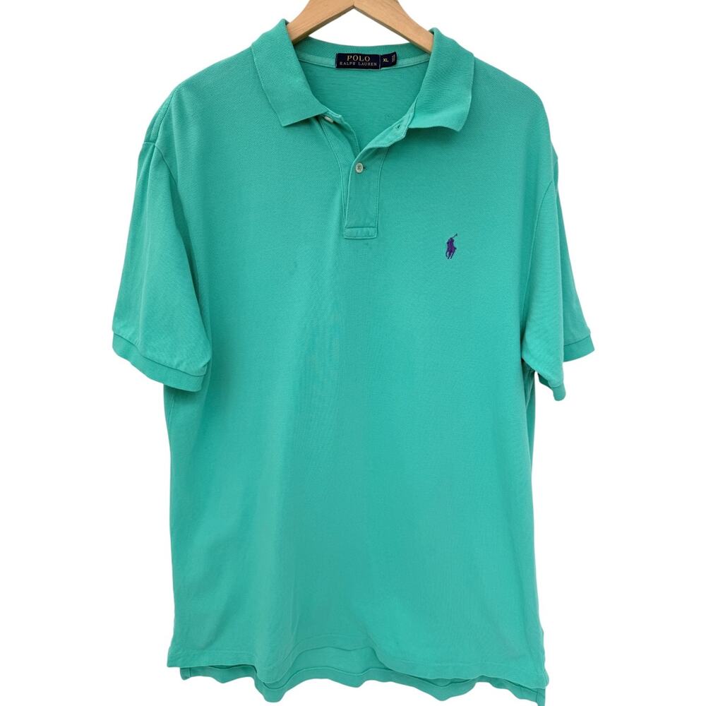 Polo Ralph Lauren Polo Shirt Mens XL Mint Green Purple Pony Short Sleeve
